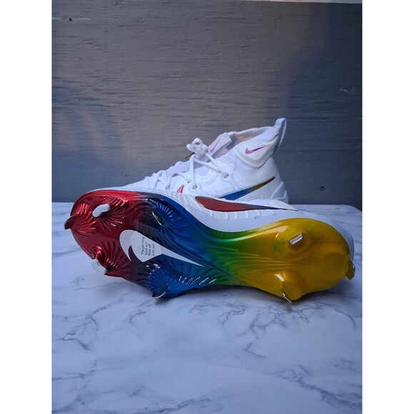 New Nike Alpha Huarache NXT Rainbow Men's Size 9 Baseball Cleats (DJ6517-106) - Picture 8 of 9